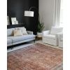 Layla Printed Oriental Distressed Brick / Blue Area Rug
