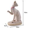 Hand Carved Ancient Egyptian Mau Cat Seated Deity Luck Wealth Statue Decor
