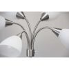 Five Light Floor Lamp, Brushed Steel, White Frosted Plastic Shade
