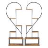 Artisasset 2pcs 6 Layers Half Heart Iron Wood Suitable For Garden Balcony Patio Lawn Home Decoration Flower Plant Stand