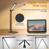 Desk Lamp with Wireless Charging USB Charging Port 5 Color 5 Brightness Eye-Caring Flexible Reading Lamp Foldable Time Setting Table Working Lamp
