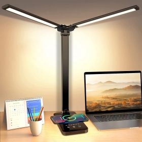 Desk Lamp with Wireless Charging USB Charging Port 5 Color 5 Brightness Eye-Caring Flexible Reading Lamp Foldable Time Setting Table Working Lamp