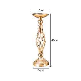 Gold/Silver Wedding Candle Holders Decor Table Centerpiece Pillar Flower Vase Rack Stand Road Lead Floral Bouquet Party Supplies (Ships From: China, Color: Gold Small)