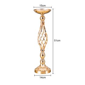 Gold/Silver Wedding Candle Holders Decor Table Centerpiece Pillar Flower Vase Rack Stand Road Lead Floral Bouquet Party Supplies (Ships From: China, Color: Gold Middle)